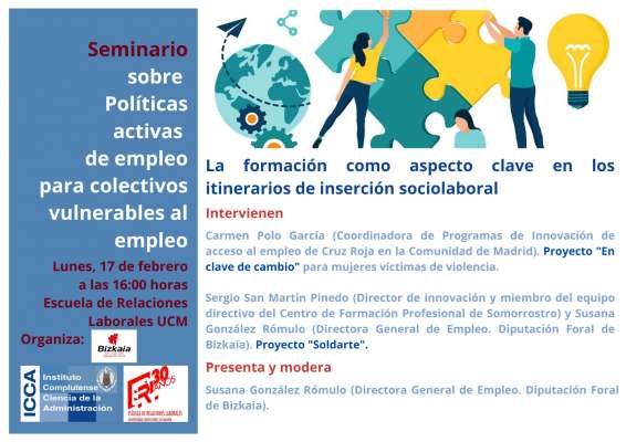 Seminario PAE: "La formación como aspecto clave en los itinerarios de inserción sociolaboral" (17/02/2025)